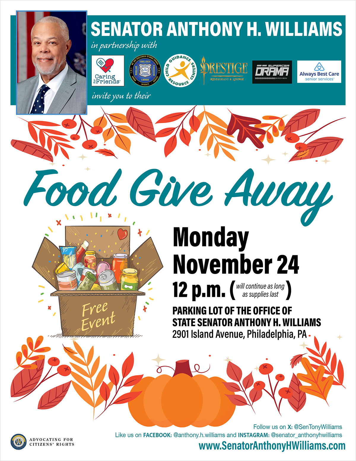 Holiday Food Giveaway & Coat Drive - November 24, 2025